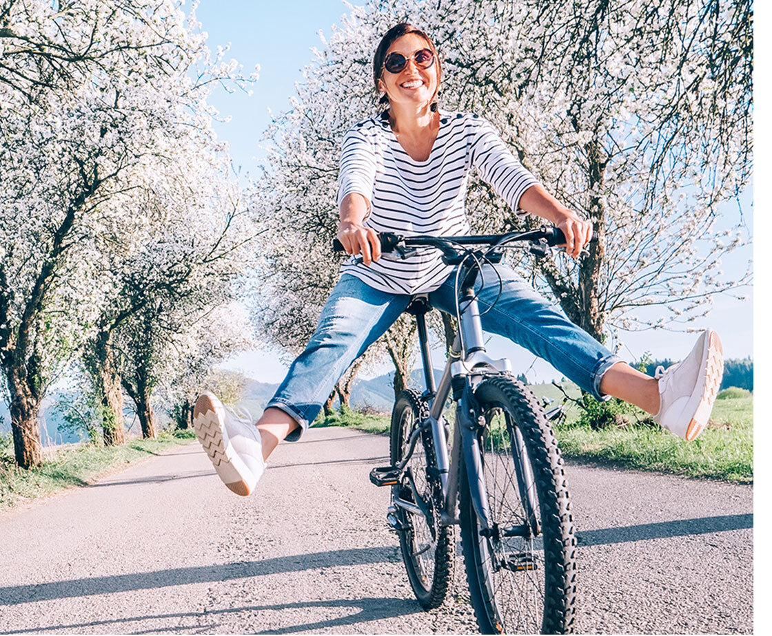 People enjoying a bike ride outdoors